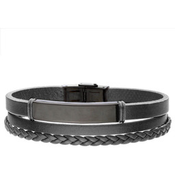 Czarna męska bransoleta skóra do personalizacji