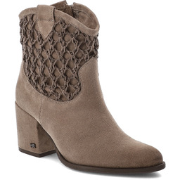 Karino Beżowe Botki Skórzane Kowbojki Damskie