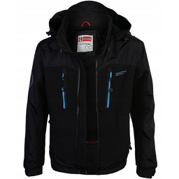 Kurtka chłopięca Softshell 140 wiosenna sportowa Czarno Niebieska