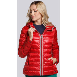 Damska kurtka pikowana z trójkolorową lamówką czerwona
