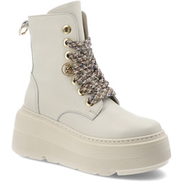 Karino Beżowe Botki Modne Damskie Buty Na Platformie