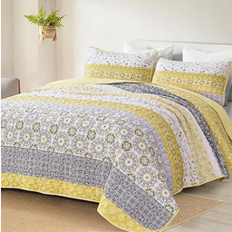 WONGS BEDDING Boho zestaw kołder królewskich, żółte bohema