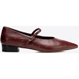 Damskie czółenka ze skóry naturalnej z drobnymi dżetami