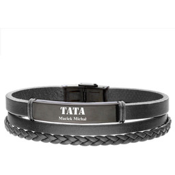 Czarna bransoleta dla taty z dowolnym grawerem