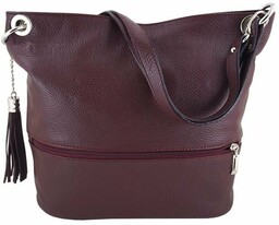 Skórzana torebka worek Barberinis - Bordowa