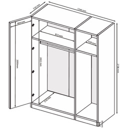 Szafa trzydrzwiowa antracyt / grafit mat 134 x