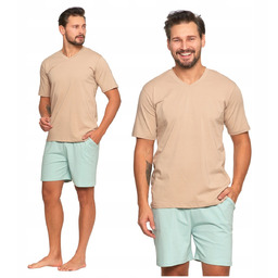 PIŻAMA MĘSKA Dwuczęściowa T-Shirt z Krótkim Rękawem Szorty