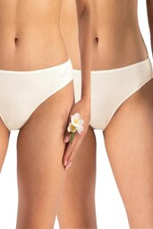 Figi damskie bawełniane (2pack) gładkie ecru z niskim