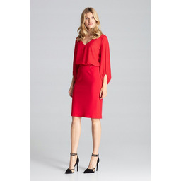 Wieczorowa SPÓDNICA z brokatowymi lampasami OŁÓWKOWA czerwona M