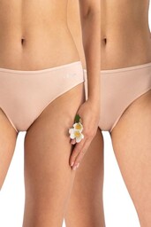Figi damskie bawełniane (2pack) gładkie beżowe z niskim