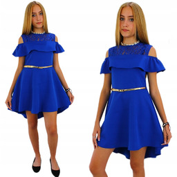 Wizytowa Chabrowa Galowa Sukienka Z Paskiem 164