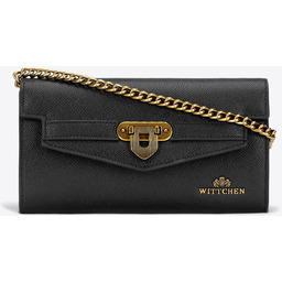 Kopertówka ze skóry naturalnej z łańcuszkiem czarna