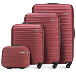 Komplet walizek z ABS-u z żebrowaniem bordowy