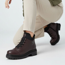 Rieker Bordowe Botki Ocieplane Buty Damskie