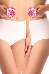 Figi damskie bawełniane (2pack) gładkie białe z wysokim