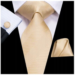 Żakardowy zestaw - krawat + poszetka + spinki