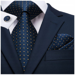 Żakardowy zestaw - krawat + poszetka + spinki