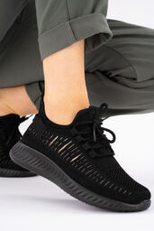 Czarne buty sportowe damskie sznurowane Elisa