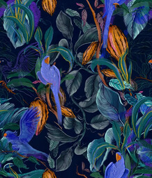 Tapeta Blue Parrots Wallcolors