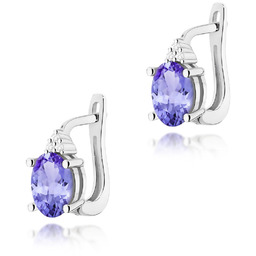 Złote kolczyki Tanzanit 2 x 0,70ct białe złoto