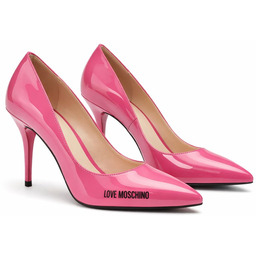 LOVE MOSCHINO RÓŻOWE LAKIEROWANE CZÓŁENKA Z SZPILKĄ 39