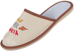 SUPER BABCIA Kapcie skórzane kryte dla babci beżowe,