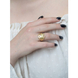 Tuja pozłacana - pierścionek srebrny