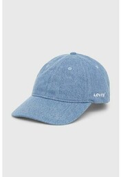 Levis czapka z daszkiem bawełniana kolor niebieski gładka