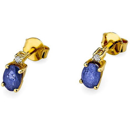 Kolczyki z tanzanitami i diamentami 0.029ct  złoto
