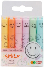 Zakreślacze mini 6 kolorów pastel HAPPY COLOR -