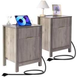 2-częściowe szare szafki nocne w stylu wiejskim