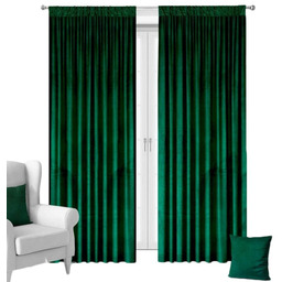 Zasłony welurowe 140x270 butelkowa zieleń na taśmie