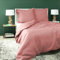 Komplet pościeli lnianej Linen 220x200cm pink, 220 x