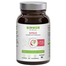 Biowen Q-folic metylowany kwas foliowy 5-MTHF, 90 kaps.