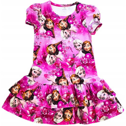 Sukienka 98 Różowa Elsa Anna Kraina Lodu falbanki