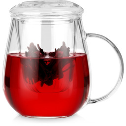 Kubek z zaparzaczem i pokrywką szklany 530 ml