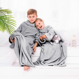 Decoking Koc z rękawami Lazy Kids stalowy, 90
