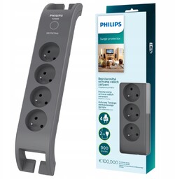Listwa zasilająca Philips 4 gniazda 2 metry szara