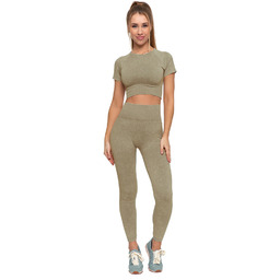 Moraj Beżowy Damskie Komplet Top + Legginsy