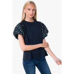 Pepe Jeans Bluzka Granatowa z Bufkami S 1z0a3_e*