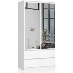 Elior Biała dwudrzwiowa szafa z lustrem C0-C82