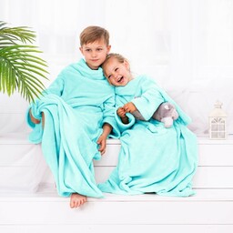 Decoking Koc z rękawami Lazy Kids turkusowy, 90