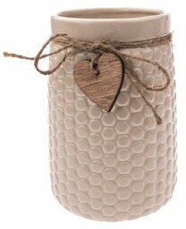 Wazon ceramiczny Wood heart beige, 12 x 17,5