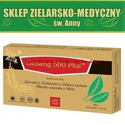 ŻEŃ SZEŃ Ginseng 500 Plus 10 fiolek Koncentracja