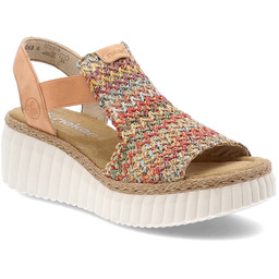 Rieker Pomarańczowe Sandały Stylowe Obuwie Damskie