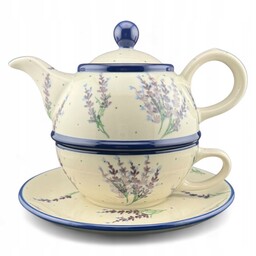 Zestaw czajnik i filiżanka Lawenda 3308 Ceramika Bolesławiec