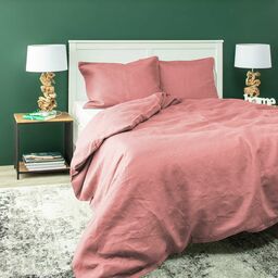 Komplet pościeli lnianej Linen 200x200cm pink, 200 x