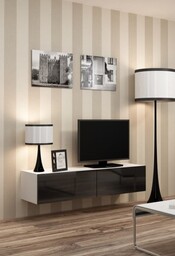 Cama Meble Szafka RTV VIGO 140'' 30/140/40 biały/czarny