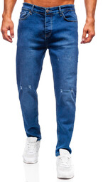 Granatowe spodnie jeansowe męskie regular fit Denley 6636