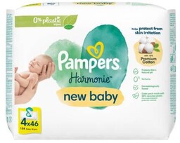 Pampers Harmonie New Baby Chusteczki nawilżane, 4x46szt.